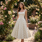 ✨👗【Aanbieding】💃Retro Stippen A-lijn Jurk | Vierkante Hals | Swing Rok✨