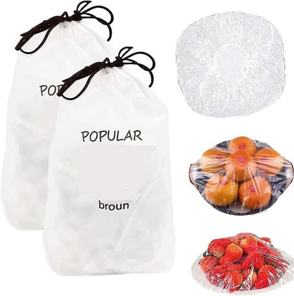 🔥【Aanbieding】🔥Elastische Voedselhoezen 100 Stuks | Stof- & Insectendicht | Transparant🍽️