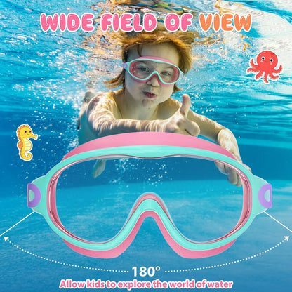 🎁【Aanbieding】🎁Kinder Zwembril | Breed Frame | Anticondens | HD Lenzen | 3-15 Jaar🏊