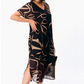 ⏳Tijdelijke aanbieding✨👗 Vloeiende V-Hals Midi Jurk | Dubbellaags Design | Lintpatroon | Zwart💃