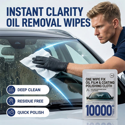 🎉【Aanbieding】🚗✨Instant Clarity Olieverwijderingsdoekjes | Magnesiumklei Formule | 3/6 Stuks | Inclusief Handschoenen📦