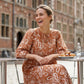 🎉【Aanbieding】☀️🧡Oranje Bloemenjurk met Tijdloze Pasvorm | Ademende Polyester | S-2XL | Machinewasbaar🌸👗