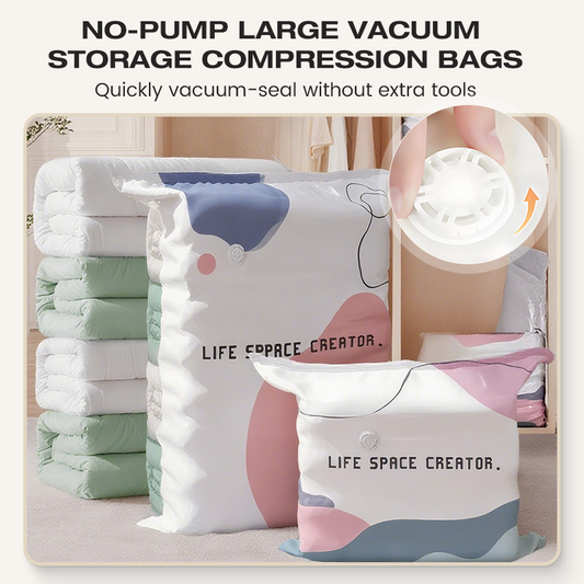 💥【LIMITED TIME 50% OFF】🔥 Vacuümzak Zonder Pomp | 3 Seconden Comprimeren | PA+PE Vocht- & Schimmelbestendig | Groot 70x50cm / Extra Groot 100x80cm | Bespaart 80% Ruimte