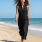 💥【LIMITED TIME 50% OFF】🔥 Mouwloze Jumpsuit met Wijde Pijpen | Staande Kraag met Knopen | Grote Opgestikte Zakken | Ontspannen Pasvorm | Lichtgewicht & Ademend | Lente/Zomer Must-have