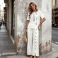 💥【LIMITED TIME 50% OFF】🔥 Resort 2-delige Set | Katoen-Linnen Ademend | Wijde Broek + Top | Verlengt & Svelt | Blauw/Kaki/Wit | S-3XL