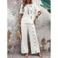💥【LIMITED TIME 50% OFF】🔥 Resort 2-delige Set | Katoen-Linnen Ademend | Wijde Broek + Top | Verlengt & Svelt | Blauw/Kaki/Wit | S-3XL
