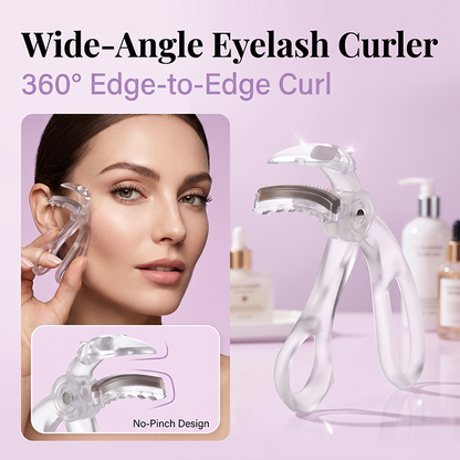 💥【LIMITED TIME 50% OFF】🔥 Wide-Angle Frameless Wimperkruller | Open Ontwerp Past Alle Oogvormen | Siliconen Kussentje Beschadigt Niet | Wit/Roze | Incl. Reserve Kussentje