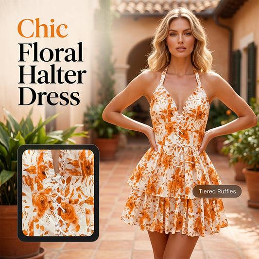 ⏳ FLASH SALE! ✨ Zomerse Vakantie Bloemenjurk | Romantische Vetersluiting 🌸 | Slankend Silhouet | HALF PRICE 🎉