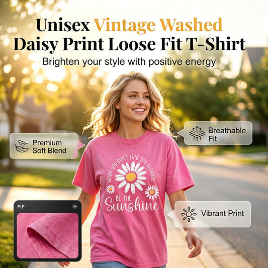⏳ FLASH SALE! ✨ Madeliefje Print T-Shirt | Relaxte Stijl 🌼 | Comfortabel & Niet Knellend | HALF PRICE 🎉