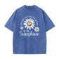 Vintage Gewassen Madeliefje Print Loose Fit T-Shirt voor Dames