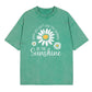 Vintage Gewassen Madeliefje Print Loose Fit T-Shirt voor Dames