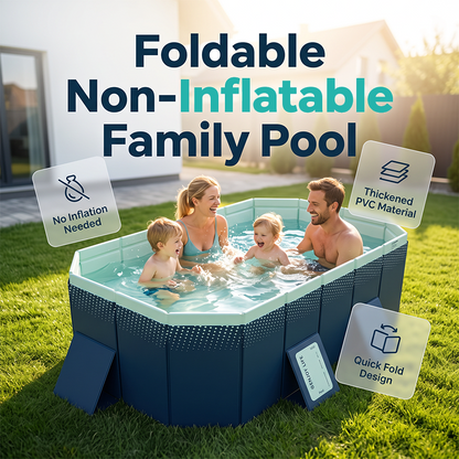 💥【LIMITED TIME 50% OFF】🔥 Opvouwbaar Niet-Opblaasbaar Familiezwembad | Snelle Opbouw | Dubbele Afvoer | Dik PVC | 5 Maten | Blauw