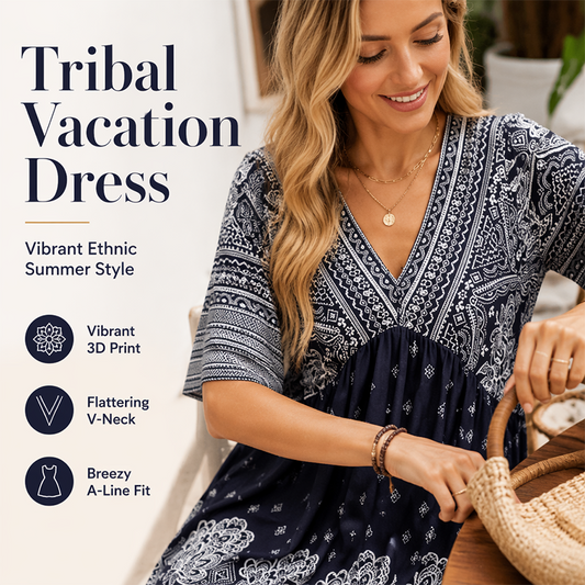 ⏳ FLASH SALE! ✨ Vakantie Outfit in Één Jurk | 3D Print Oogverblindend 🌺 | Geen Kreuken, Geen Krimpen | HALF PRICE 🎉