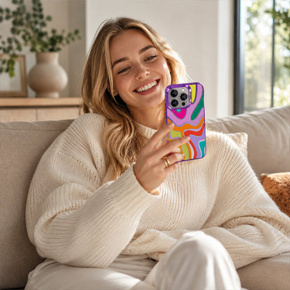 💥【LIMITED TIME 50% OFF】🔥 Regenboog Gradient Hardcase Telefoonhoesje | Streetstyle Look | Schokbestendig & Valbestendig | Grote Camera-uitsparing | 4 Kleuren (Wit/Zwart/PaaS/Roze) | Slank Profiel