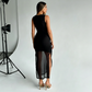 💥【50% OFF】🔥 Skelet Röntgenprint Bodycon Jurk | Stretch Polyester/Elastaan | Mesh Overlay | Mouwloos | Halloween/Party/Club | Zwart | S-M-L 💀