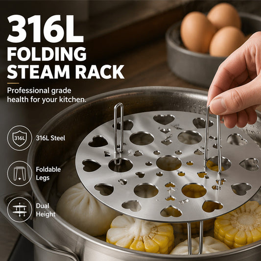💥【50% OFF】🔥 316L Medisch RVS Opvouwbaar Stoomrek | Corrosiebestendig, Geen Metaalsmaak | Vouwbaar, Ruimtebesparend | Twee Hoogtestanden | Universele Diameter | Multi-inzetbaar (Stomen/Koelen/Onderzetter) 🥘