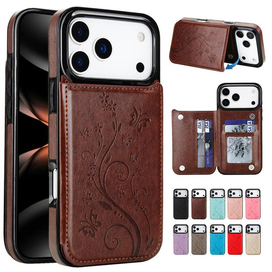 ☀️【ZOMERUITVERKOOP】🔥 Bloemen & Vlinder Telefoonhoesje | Ingebouwd Kaartvak voor ID/Pas | Flexibel Siliconen, Schokabsorberend | Nauwkeurige Uitsparingen | Compatibel 15/16/17 Serie | 50% KORTING 📱