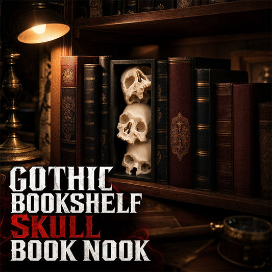 💥【50% OFF】🔥 3D-geprinte Schedel Boekensteun | Gotisch Interieur Decor | Drie Gestapelde Schedels | Duurzaam PET Materiaal | Houdt Boeken Rechtop | Zwart, Universeel | Voor Kantoor/Woonkamer/Bibliotheek 📚