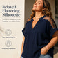 💥【50% OFF】🔥 Plus-size V-hals Paillettenblouse | Hartvormige Pailletten Mouwen | Slankmakende V-hals | Lichtgewicht Chiffon | Maat 0XL-5XL | 4 Kleuren: Zwart/Koningsblauw/Jujube/Navy | Van Dag tot Avond 👗