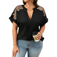💥【50% OFF】🔥 Plus-size V-hals Paillettenblouse | Hartvormige Pailletten Mouwen | Slankmakende V-hals | Lichtgewicht Chiffon | Maat 0XL-5XL | 4 Kleuren: Zwart/Koningsblauw/Jujube/Navy | Van Dag tot Avond 👗