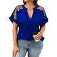 💥【50% OFF】🔥 Plus-size V-hals Paillettenblouse | Hartvormige Pailletten Mouwen | Slankmakende V-hals | Lichtgewicht Chiffon | Maat 0XL-5XL | 4 Kleuren: Zwart/Koningsblauw/Jujube/Navy | Van Dag tot Avond 👗