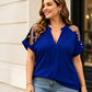 💥【50% OFF】🔥 Plus-size V-hals Paillettenblouse | Hartvormige Pailletten Mouwen | Slankmakende V-hals | Lichtgewicht Chiffon | Maat 0XL-5XL | 4 Kleuren: Zwart/Koningsblauw/Jujube/Navy | Van Dag tot Avond 👗