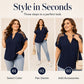 💥【50% OFF】🔥 Plus-size V-hals Paillettenblouse | Hartvormige Pailletten Mouwen | Slankmakende V-hals | Lichtgewicht Chiffon | Maat 0XL-5XL | 4 Kleuren: Zwart/Koningsblauw/Jujube/Navy | Van Dag tot Avond 👗