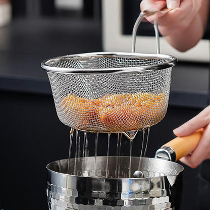 💥【50% OFF】🔥 304 RVS Dubbele Zeef | Fijn- & Grofmazig | 18cm/21cm | Hittebestendige Greep | Ophangbaar, Ruimtebesparend | Voor Afgieten/Zeven/Wassen/Pasta | Must-Have Keukengerei 🍲