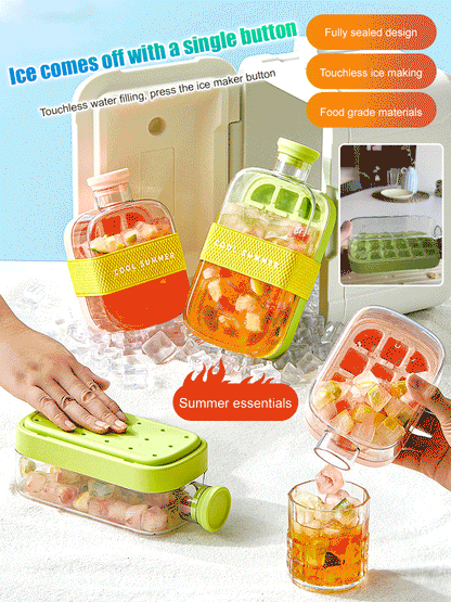 💥【50% OFF】🔥 Push-Up IJsblokjesvorm | Druk & Pop, Perfecte IJsblokjes | Food-grade PP+Silicone, BPA-vrij | Valbestendig & Vorstbestendig | Stapelbaar, Ruimtebesparend | Klein 16,3cm / Groot 21,7cm | Wit/Groen | Direct Rietje Erbij Voor IJskoude Drank 🧊