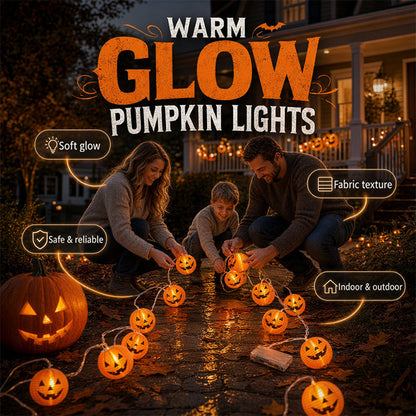 🎃💥 Met 50% korting! 🔥 Pompoenvormige lichtslinger – warm oranje, 10 LED's, stoffen kap, 1,5 m, batterijvoeding (2xAA, niet inbegrepen), lichtgewicht, makkelijk te stylen, perfect voor Halloween-decoratie 🎃