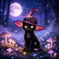 💥 Met 50% korting! 🔥 Gotische Halloween-heksenkat tafellamp – glas-in-lood-look, warme gloed, hars, antiekbrons, inline-schakelaar, 25×25 cm, zwart, perfect voor nachtlampje/decoratie 🐱