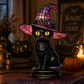 💥 Met 50% korting! 🔥 Gotische Halloween-heksenkat tafellamp – glas-in-lood-look, warme gloed, hars, antiekbrons, inline-schakelaar, 25×25 cm, zwart, perfect voor nachtlampje/decoratie 🐱