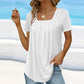 Vierkant Hals Effen Kort Mouw T-shirt - Chique & Elegante Stijl